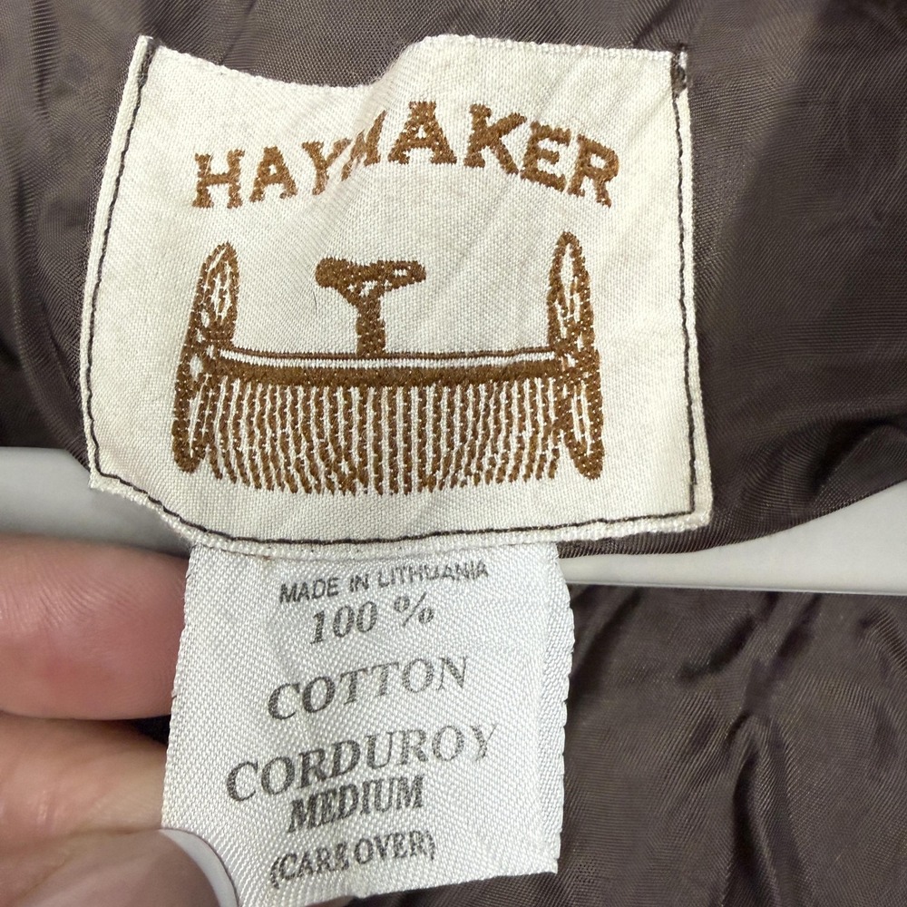 Haymaker Jacket Mens Medium Brown Corduroy Full Zip Lined Bomber Pockets Casual - Picture 2 of 11